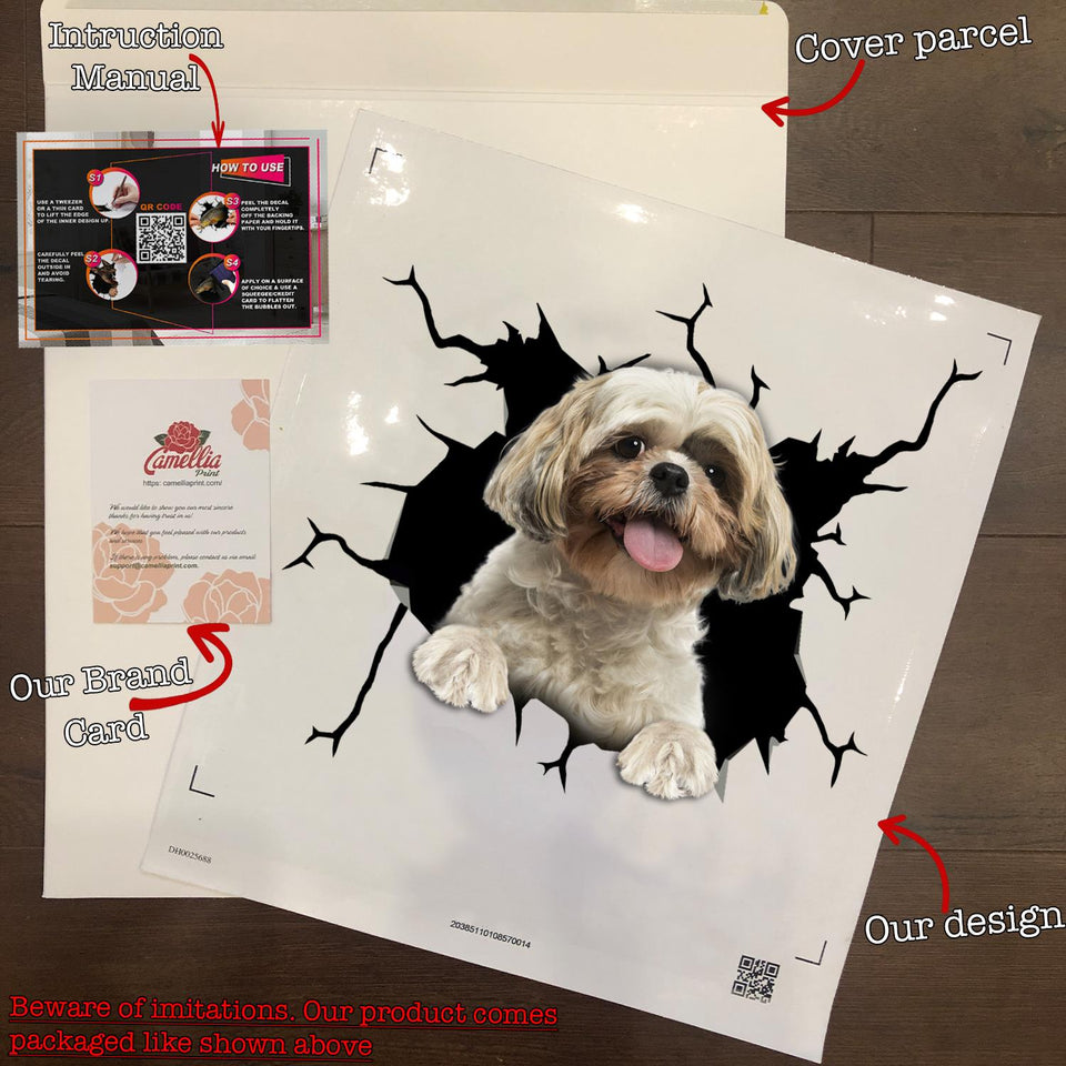 Shih Tzu Crack Decal For Rear Window Wiper Happy Sticker Designs Box Gift