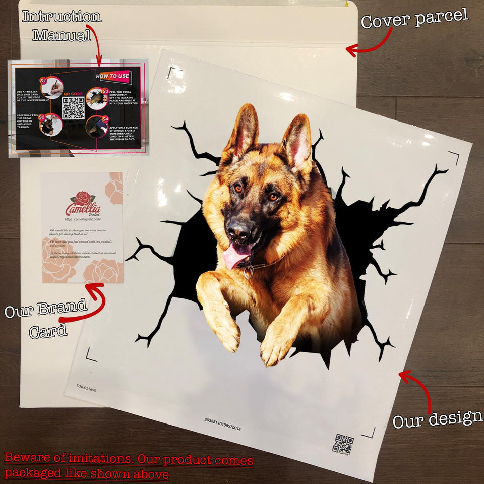 German Shepherd Crack Stickers For Cars The Cutest Big Stickers First Anniversary Gift