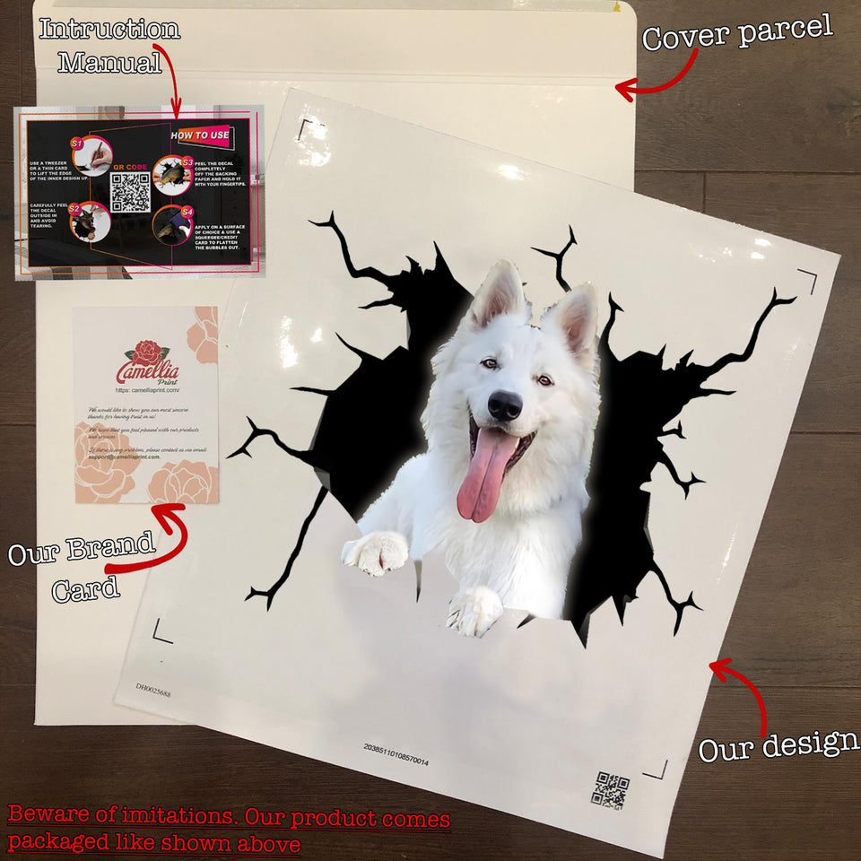 White German Shepherd Crack Sticker Car Window Happy Waterproof Labels For Bottles Gift Delivery