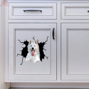 White German Shepherd Crack Sticker Car Window Happy Waterproof Labels For Bottles Gift Delivery