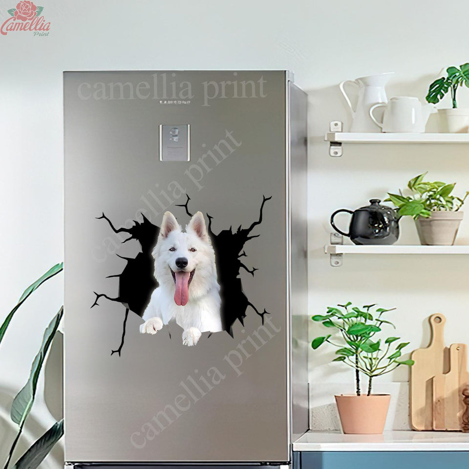 White German Shepherd Crack Sticker Car Window Happy Waterproof Labels For Bottles Gift Delivery