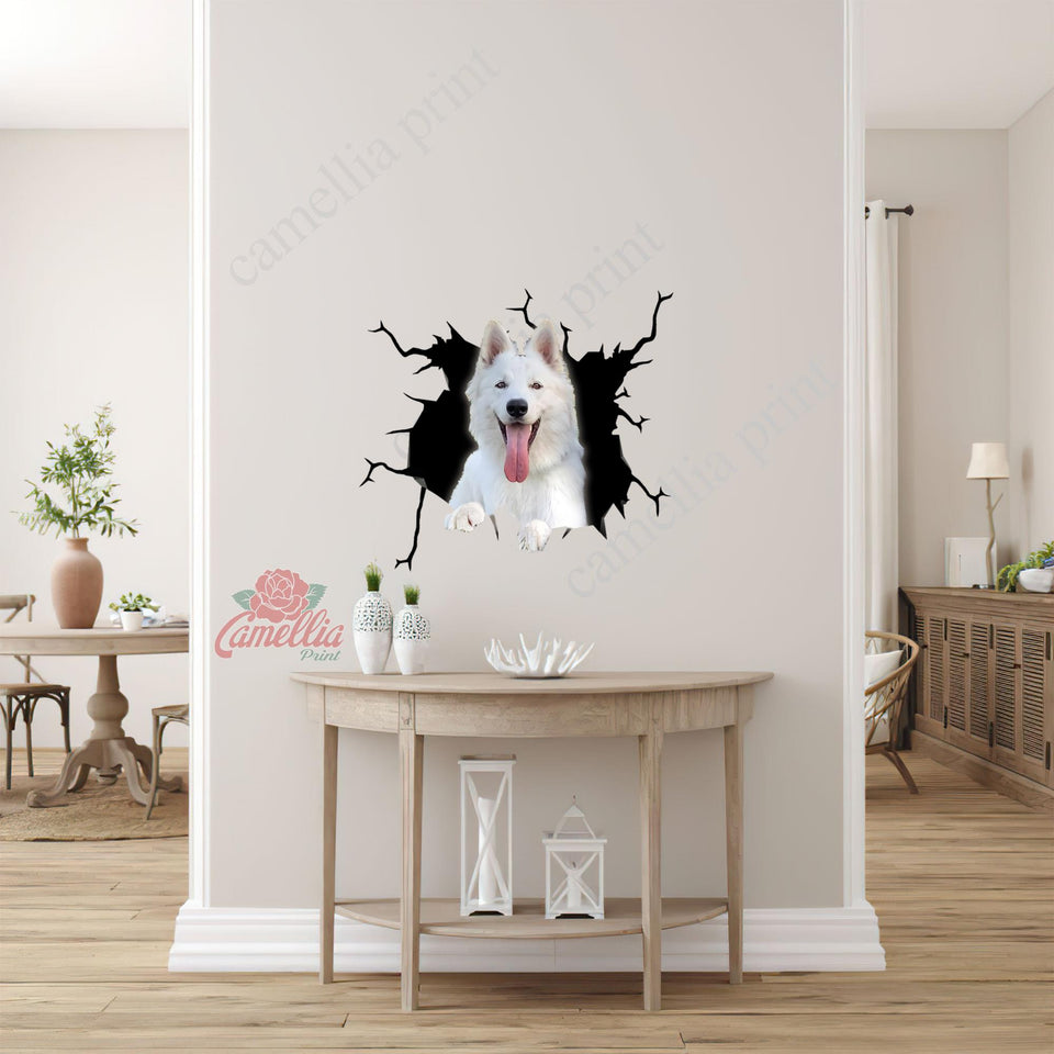 White German Shepherd Crack Sticker Car Window Happy Waterproof Labels For Bottles Gift Delivery