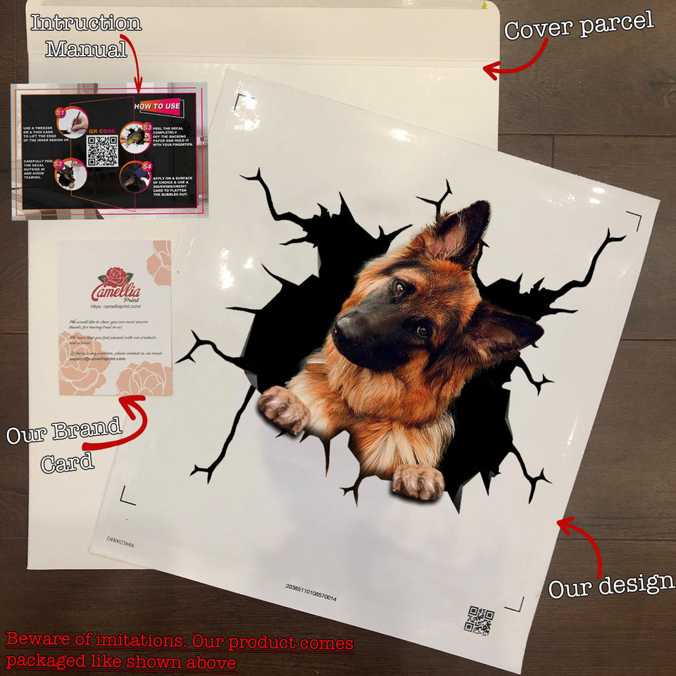 German Shepherd Crack Decor Decal Happy Custom Car Stickers 21st Birthday Gifts