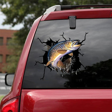[sk1144-snf-ptd]-redfish-crack-car-sticker-fishing-lover