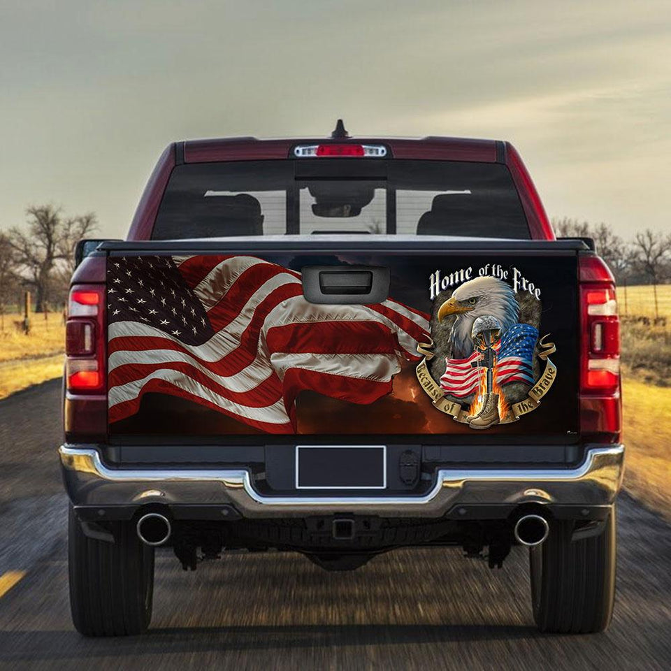 Home Of The Free Because Of The Bratruck Tailgate Decal Sticker Wrap Tailgate Wrap Decals For Trucks