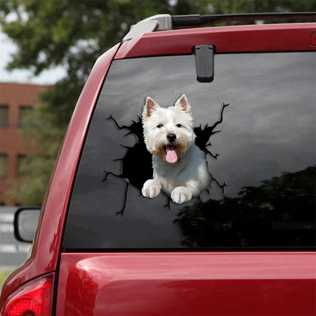 West Highland White Terrier Crack Sticker For Car Window Your Cute Jeans Computer Stickers Gifts For Dogs