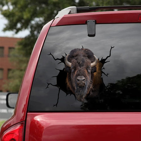 [sk1129-snf-tnt]-bison-cow-crack-sticker-cattle-lover