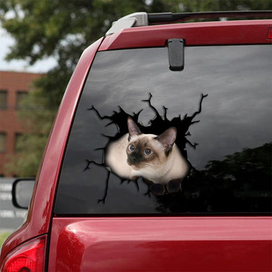 [th0072-snf-tpa]-siamese-cat-crack-car-sticker-cats-lover