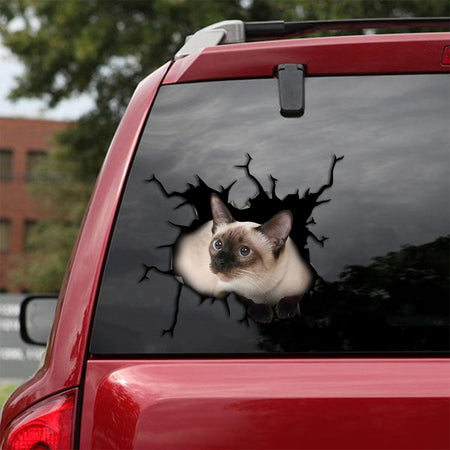 [th0072-snf-tpa]-siamese-cat-crack-car-sticker-cats-lover