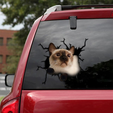 [th0074-snf-tpa]-siamese-cat-crack-car-sticker-cats-lover