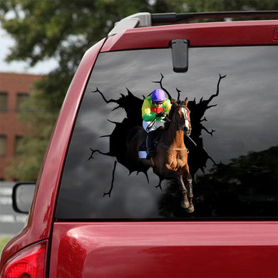 [sk1906-snf-lad]-horse-racing-crack-car-sticker-racing-lover