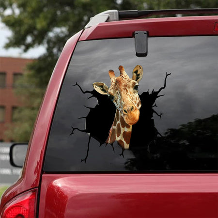 [sk1223-snf-tpa]-giraffe-crack-sticker-animals-lover