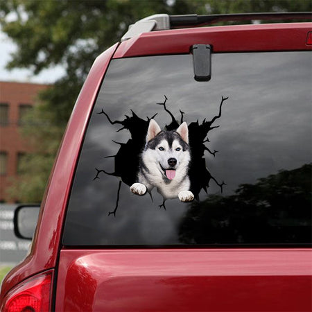 [sk1187-snf-lad]-husky-sibir-crack-sticker-dogs-lover