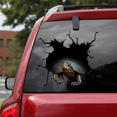 [ld0177-snf-lad]-spotted-turtle-crack-car-sticker-sea-animals-lover