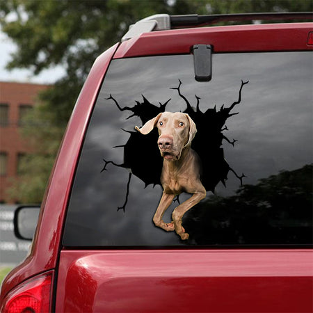 [ld0187-snf-lad]-weimaraner-crack-car-sticker-dogs-lover