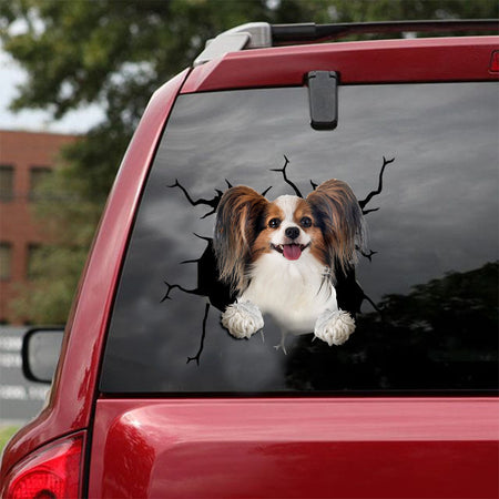 [ld0689-snf-lad]-papillon-dog-crack-car-sticker-dogs-lover