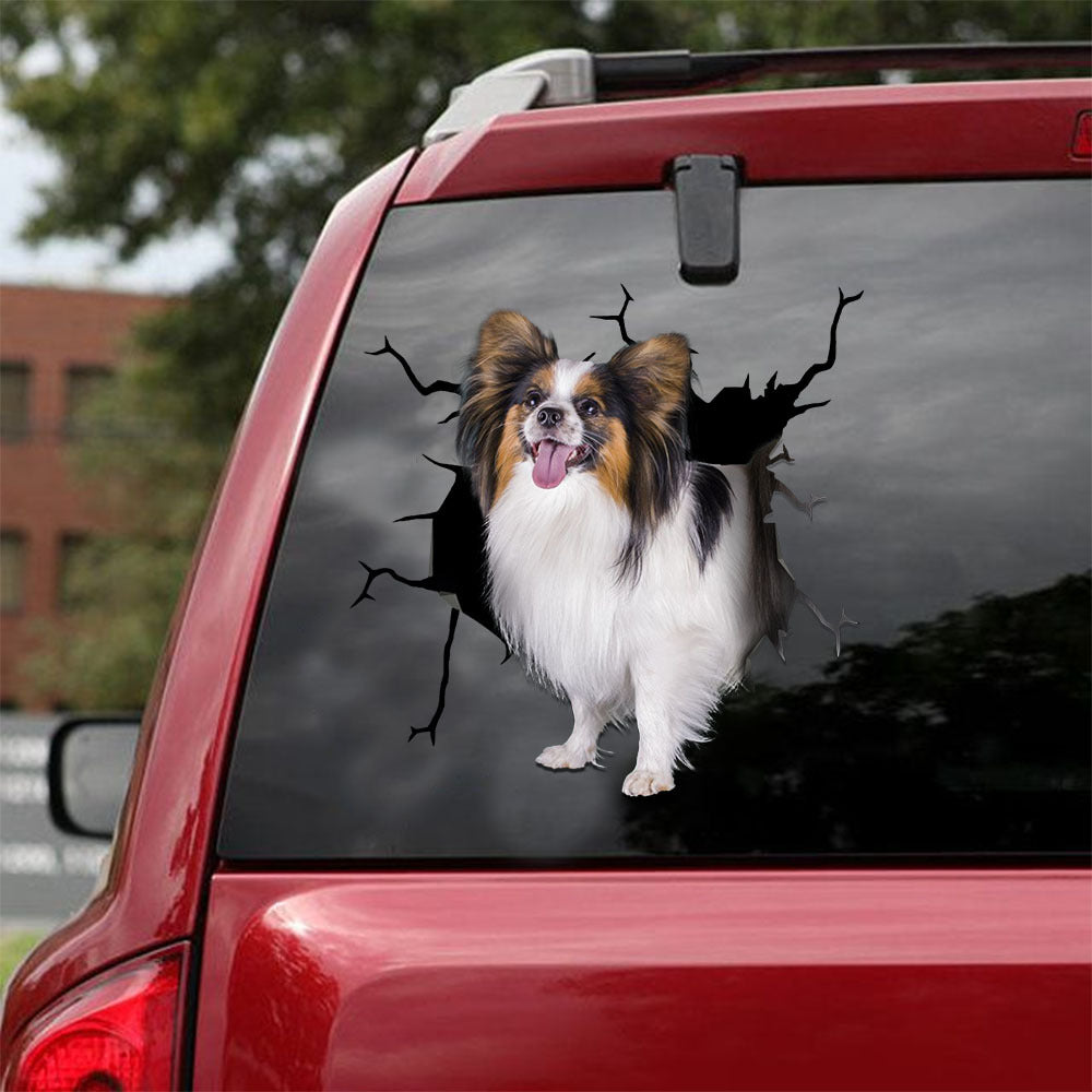 [ld0690-snf-lad]-papillon-dog-crack-car-sticker-dogs-lover