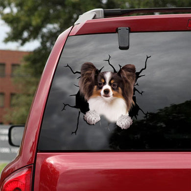 [ld0693-snf-lad]-papillon-dog-crack-car-sticker-dogs-lover