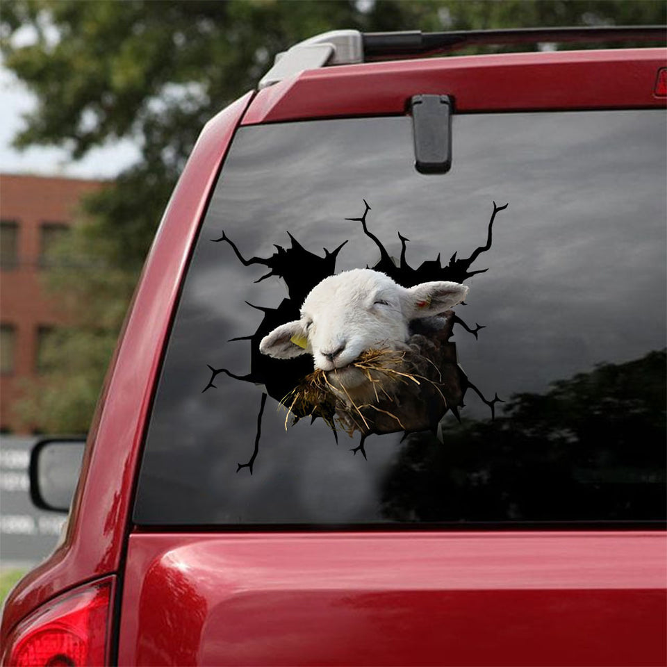 [sk1342-snf-lad]-lamb-sheep-crack-sticker-cattle-lover