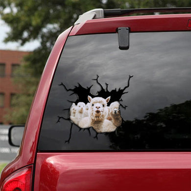 [sk1376-snf-tpa]-alpaca-crack-sticker-animals-lover