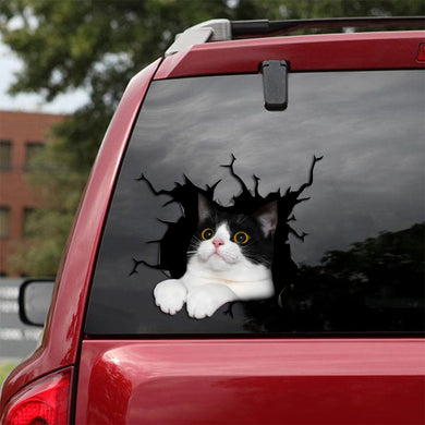 [sk1488-snf-tpa]-tuxedo-cat-crack-sticker-cats-lover