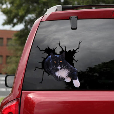 [sk1492-snf-tpa]-tuxedo-cat-crack-sticker-cats-lover