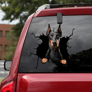 [da0074-snf-tnt]-doberman-crack-car-sticker-dogs-lover