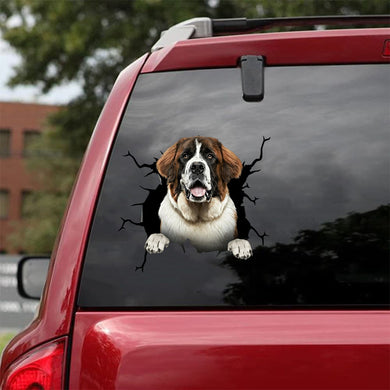 [da0956-snf-tnt]-st-bernard-crack-car-sticker-dogs-lover