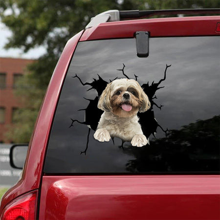 Shih Tzu Crack Decal For Rear Window Wiper Happy Sticker Designs Box Gift