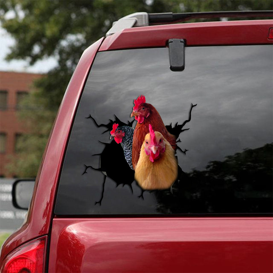 [sk1676-snf-tpa]-chicken-crack-car-sticker-poultry-lover