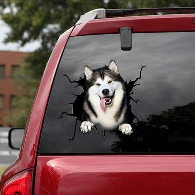 [sk1972-snf-tpa]-alaskan-malamute-crack-car-sticker-dog-lover