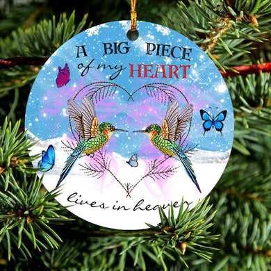 Christian Humming Bird, A Big Piece Of My Heart, Christmas Ornament, Christmas Gift, Circle Ornament