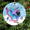 Christian Humming Bird, I Believe There Are Angels Among Us, Christmas Ornament, Christmas Gift, Circle Ornament
