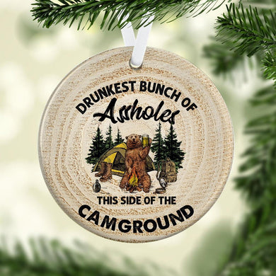 Camping Ornament, This Side Of The Camground Ceramic Ornament, Christmas Ornament, Christmas Gift, Circle Ornament