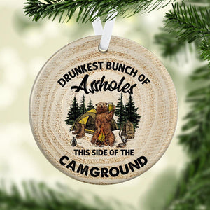 Camping Ornament, This Side Of The Camground Ceramic Ornament, Christmas Ornament, Christmas Gift, Circle Ornament