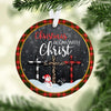 Christmas Begins With Christ Ceramic Ornament, Christmas Ornament, Christmas Gift, Circle Ornament