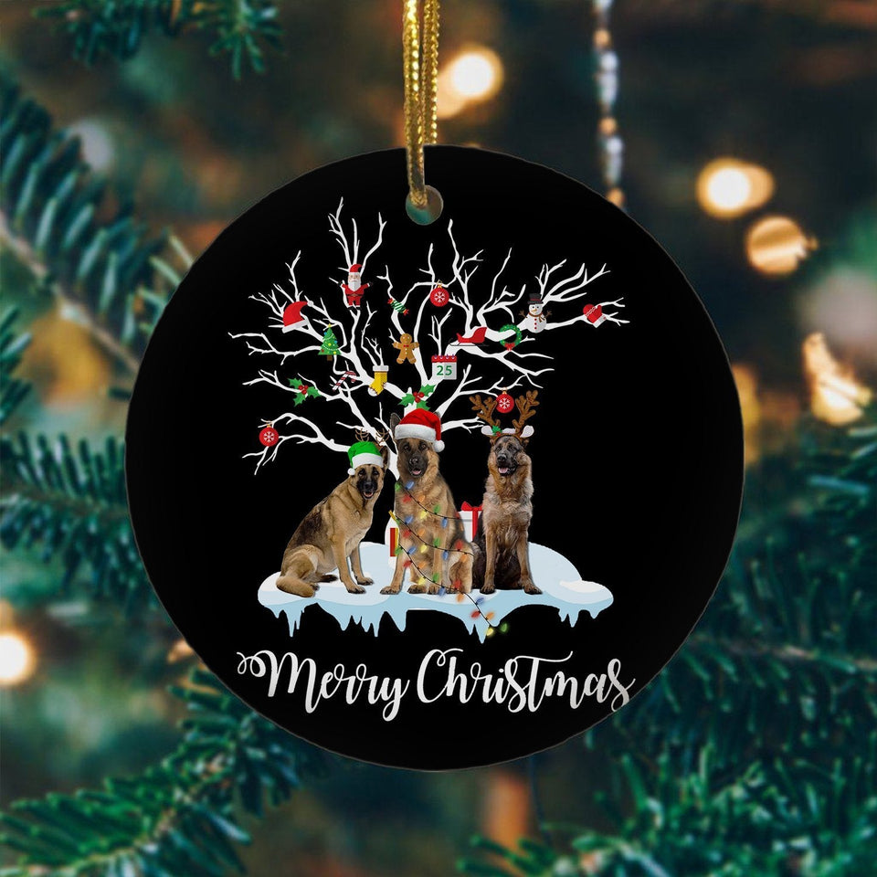 German Shepherd Ornament, Christmas Ornament, Christmas Gift, Circle Ornament