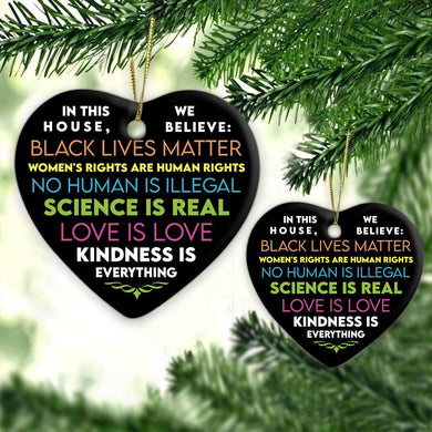 Black Lives Matter Heart Ceramic Ornament, Christmas Ornament, Christmas Gift