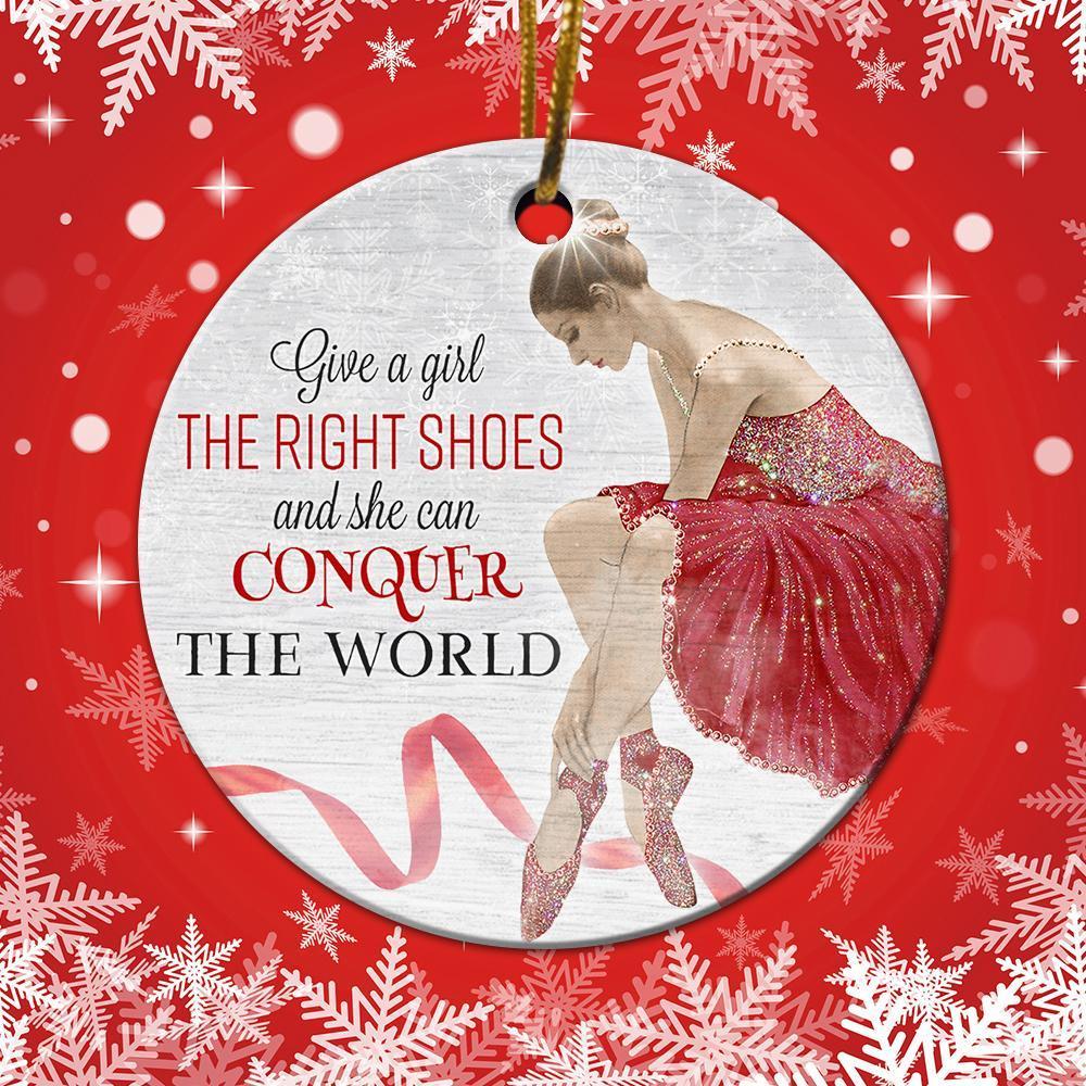 Ballet Girl Ornament, Christmas Ornament, Christmas Gift, Ceramic Circle Ornament