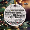 Every Cloud Has a Silver Lining, Christmas Ornament, Christmas Gift, Ceramic Circle Ornament
