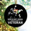 Born in West Virginia, Proud to be a Veteran Ornament, Christmas Ornament, Christmas Gift, Ceramic Circle Ornament