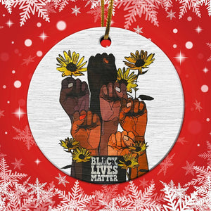 Black Lives Matter Ornament, Christmas Ornament, Christmas Gift, Ceramic Circle Ornament
