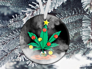Cannabis Leaf Happy Holidaze Christmas, Christmas Ornament, Christmas Gift