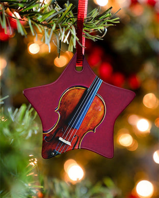 Brown Violin Star Ornament, Christmas Ornament, Christmas Gift