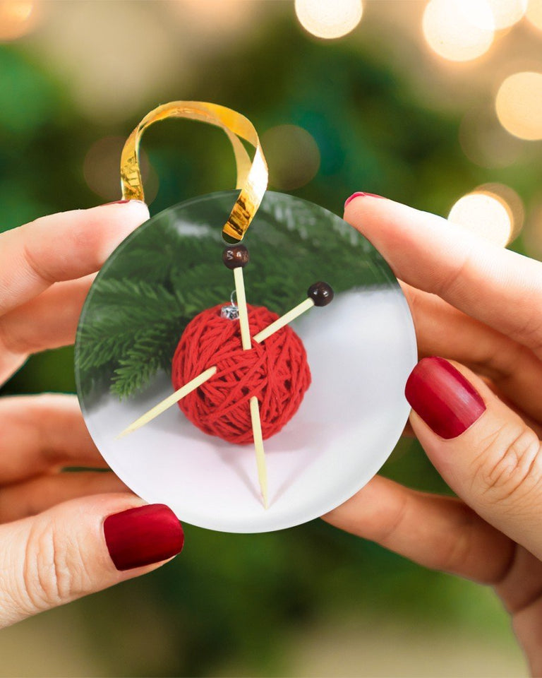 Crochet And Knitting Christmas Gift Circle Ornament, Christmas Ornament, Christmas Gift