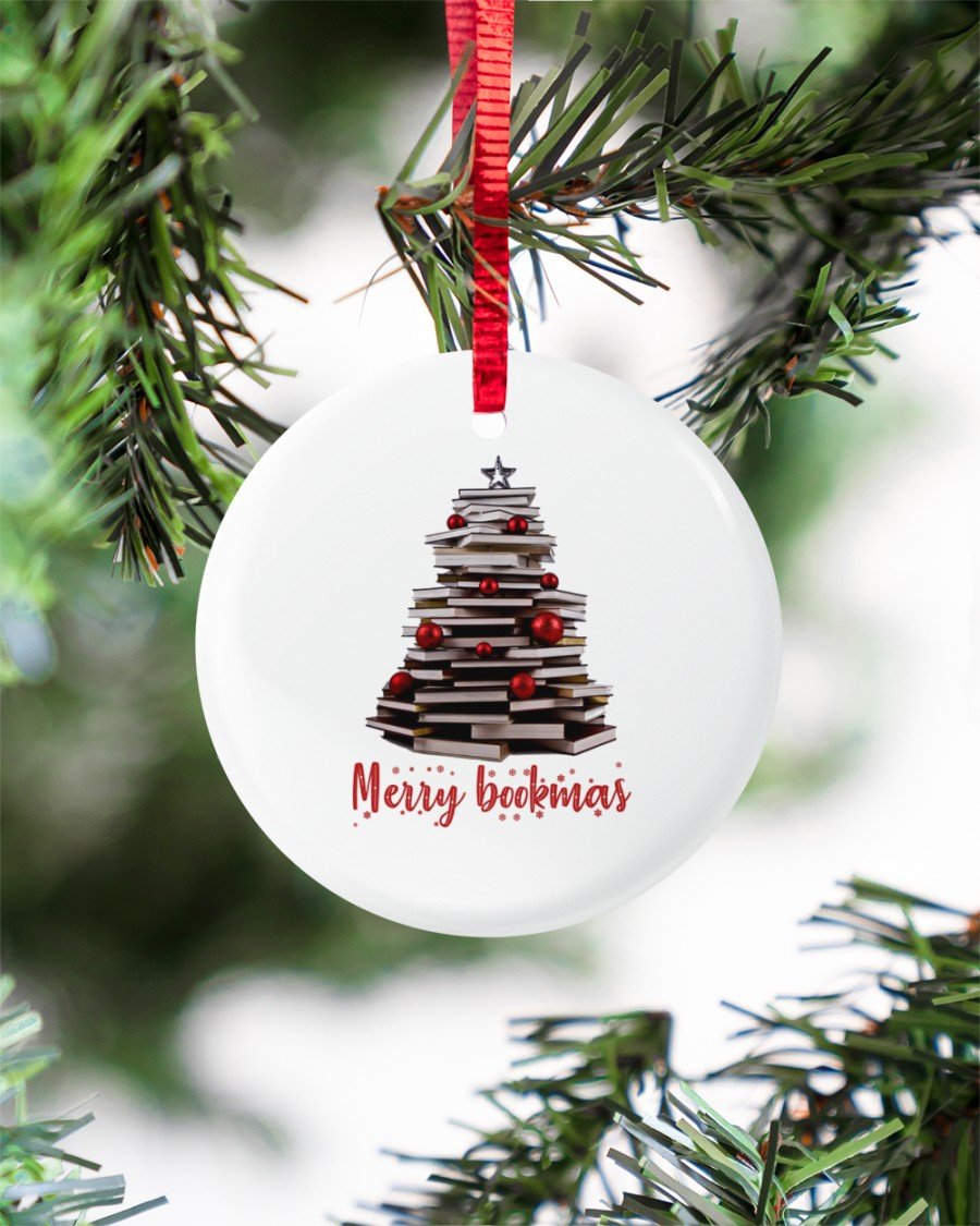 Book Lovers Merry Bookmas Circle Ornament, Christmas Ornament, Christmas Gift