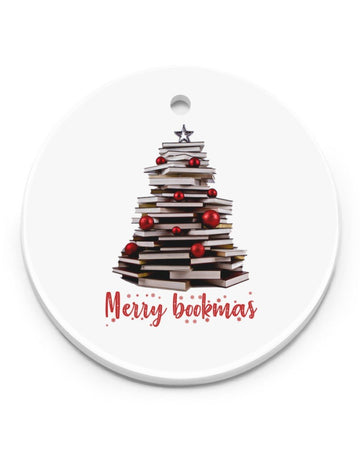 Book Lovers Merry Bookmas Circle Ornament, Christmas Ornament, Christmas Gift