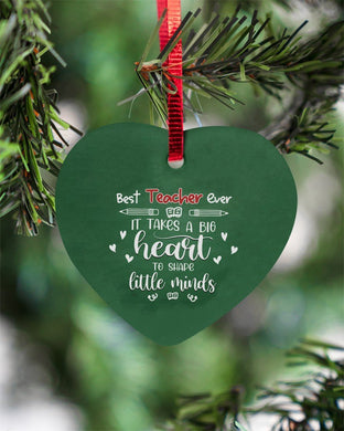 Best Teacher Ever Heart Ornament, Christmas Ornament, Christmas Gift