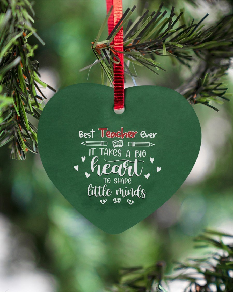 Best Teacher Ever Heart Ornament, Christmas Ornament, Christmas Gift