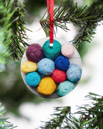 Crochet And Knitting Colorful Wool Yarn Balls Circle Ornament, Christmas Ornament, Christmas Gift
